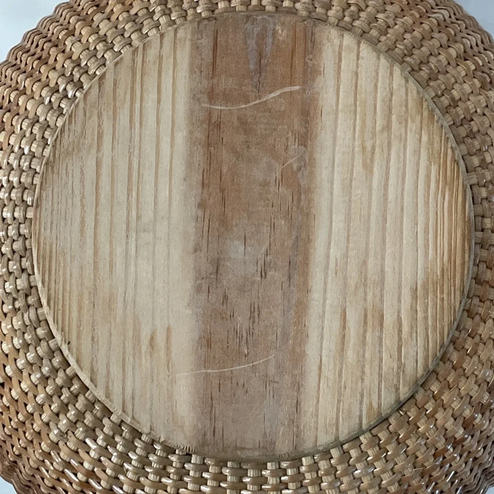 Nantucket Lighthouse Style Basket Woven Wooden Swing Handled Round 10.5